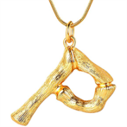 Gold Bambusalphabet / Buchstabe Halskette - P