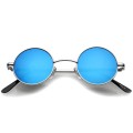 Retro Sonnenbrille - Rund, blaue Gläser