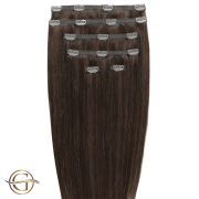Clip on hair extensions #4 Chocolate Brown - 7 pieces - 50 cm | Gold24