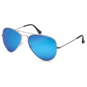 Lux® Aviator Pilotenbrille - blaue Gläser, silberner Rahmen