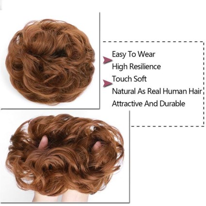 Unordentliches Brötchen-Haar-Fastery mit zerknittertem künstlichen Haar - #33A Hellgoldenes Kastanienbraun