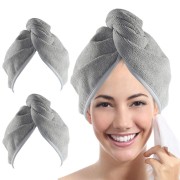 Turban -Haartuch - Schnell -tragendes Mikrofasel -Handtuch für das Haar - grau