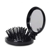 Kompakter Make -up -Spiegel mit Pinsel - schwarz