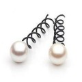 Spin Pins Haarspiralen Schwarz mit weißer Perle 2 Stck.